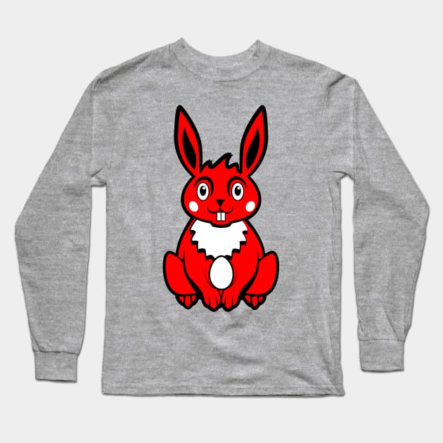 Red Colored Easter Bunny Long Sleeve T-Shirt by MonkeyBusiness